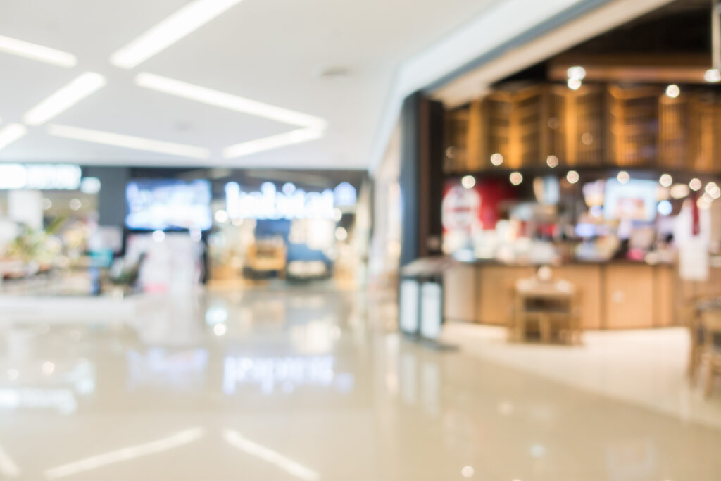 Abstract blur and bokeh beautiful luxury shopping mall and department store interior for background